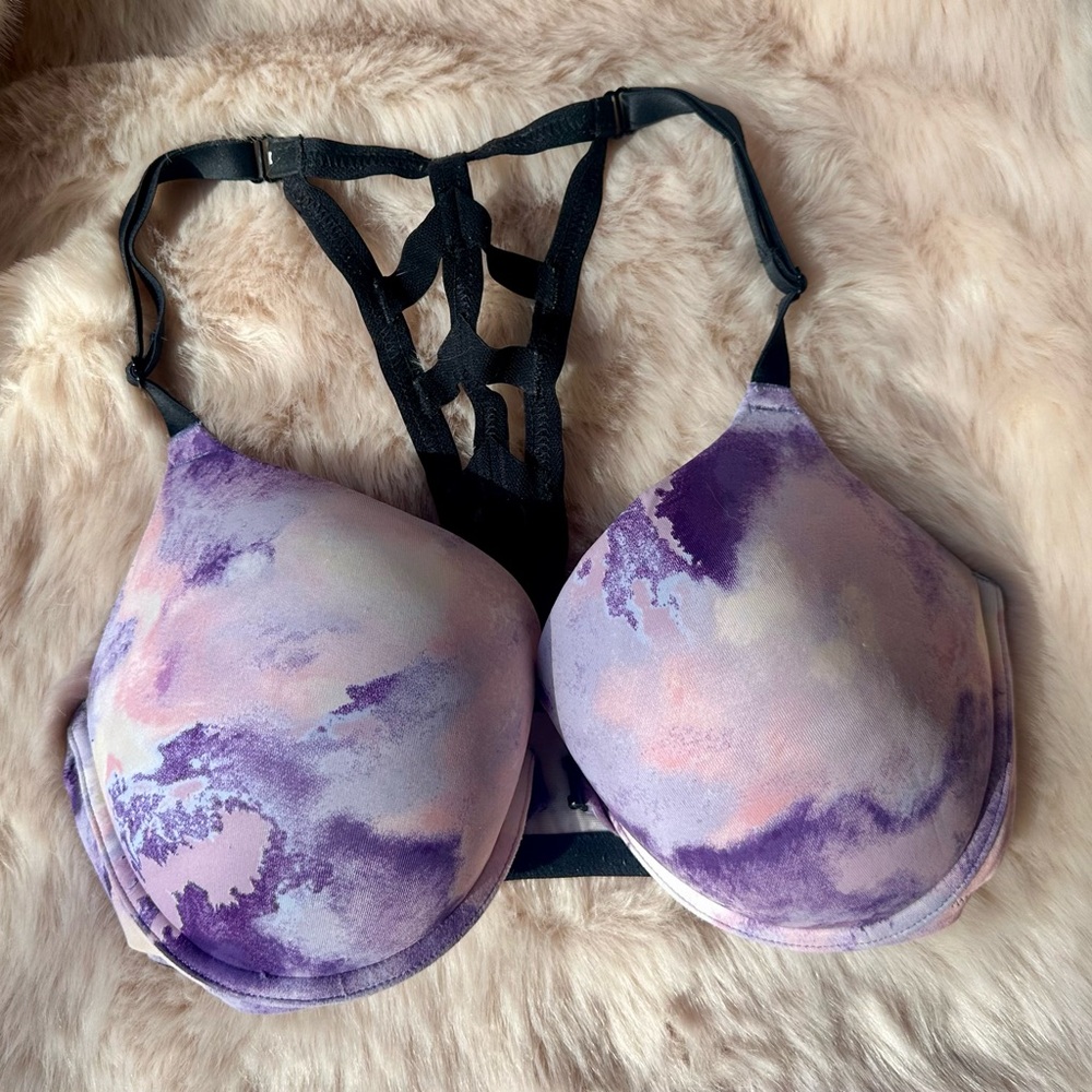 PINK Victoria's Secret Purple and Pink Bra with Criss-Cross Straps